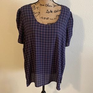 Navy blue with pink strip blouse